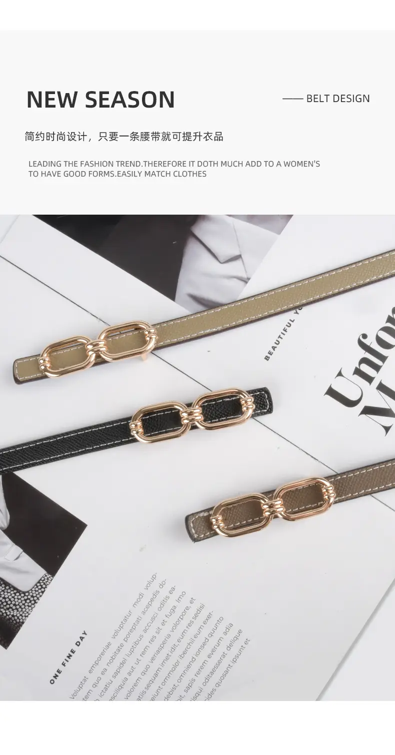 Women's Genuine Leather Belt Skin Pink + Light Ivory β feature 5