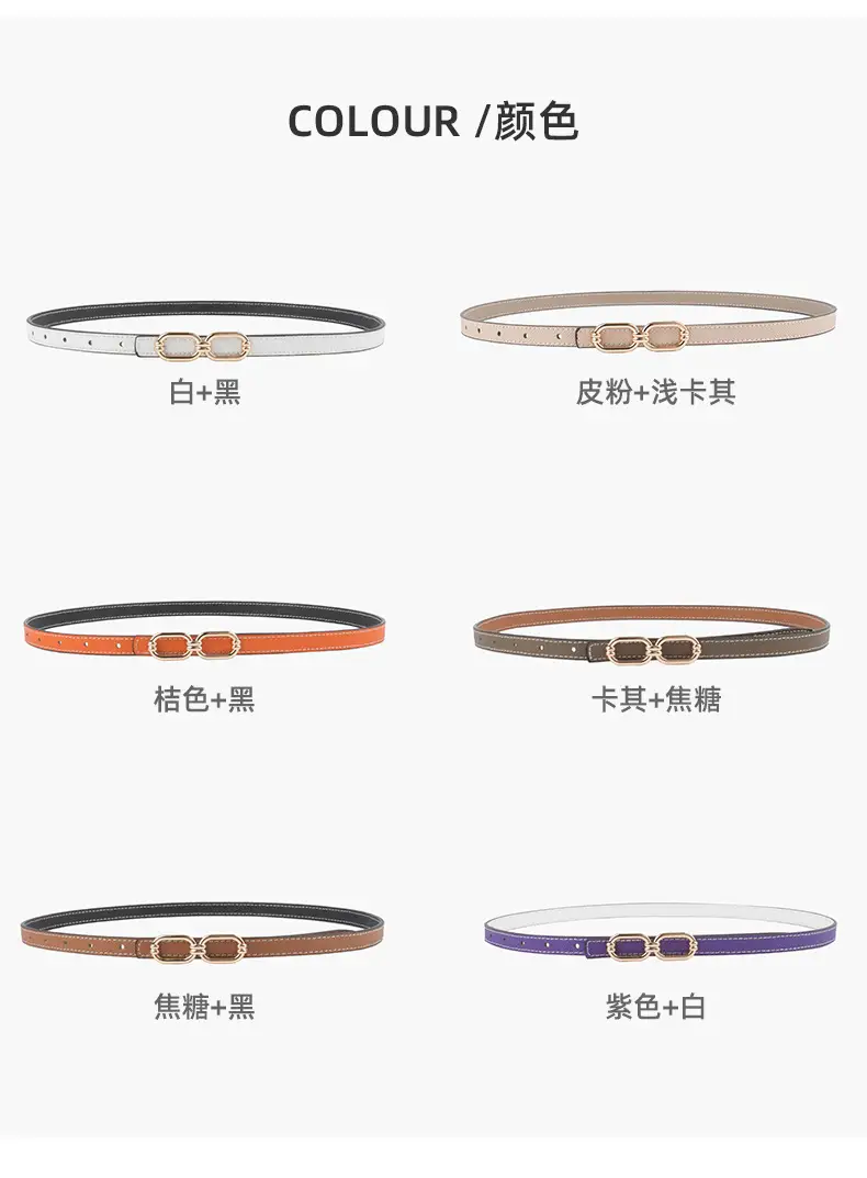 Women's Genuine Leather Belt Skin Pink + Light Ivory β feature 9