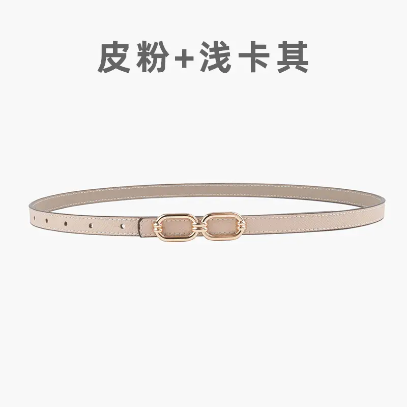Women's Genuine Leather Belt Skin Pink + Light Ivory - Image 10