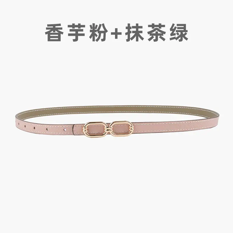Women's Genuine Leather Belt Skin Pink + Light Ivory - Image 11