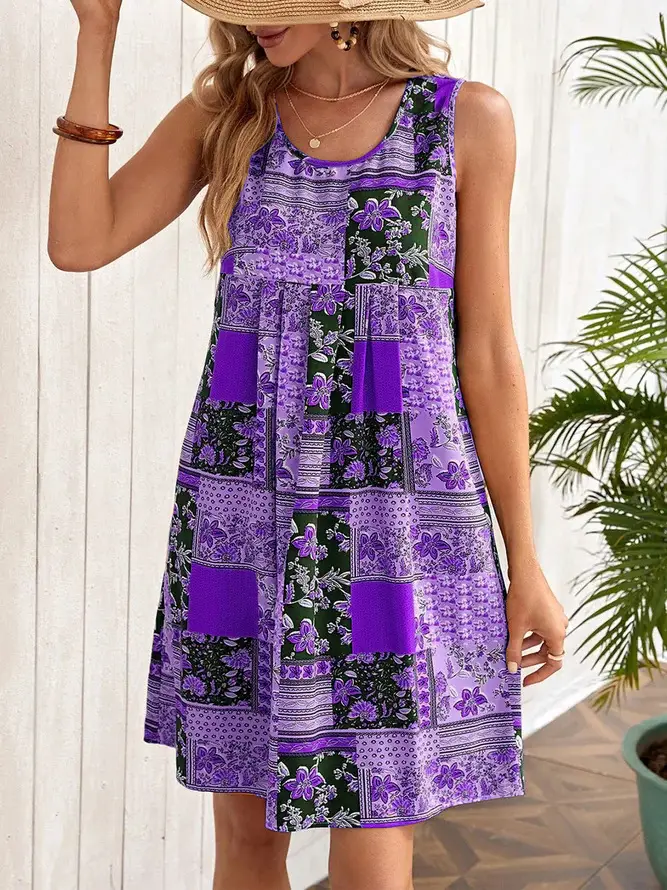 2023 Printed Tank Top Dress for Women in Turquoise Black - Image 2