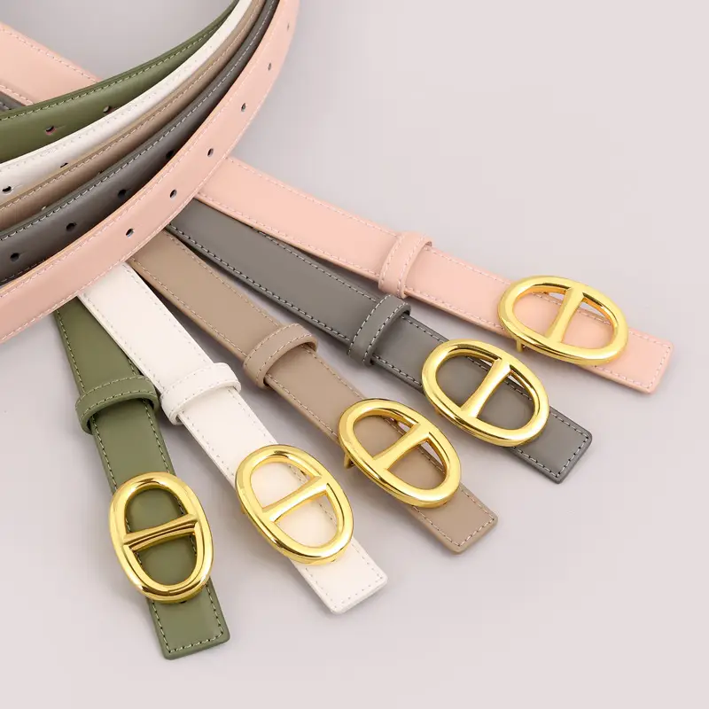 Pink Genuine Leather Belt Buckle Skirt for Women - Image 11
