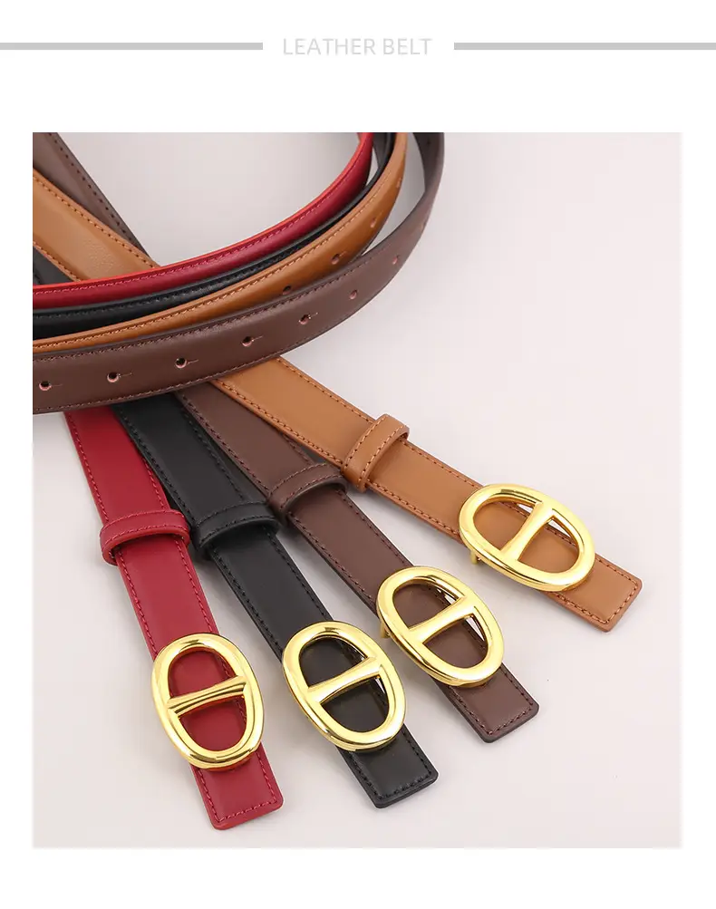 Pink Genuine Leather Belt Buckle Skirt for Women — feature 25