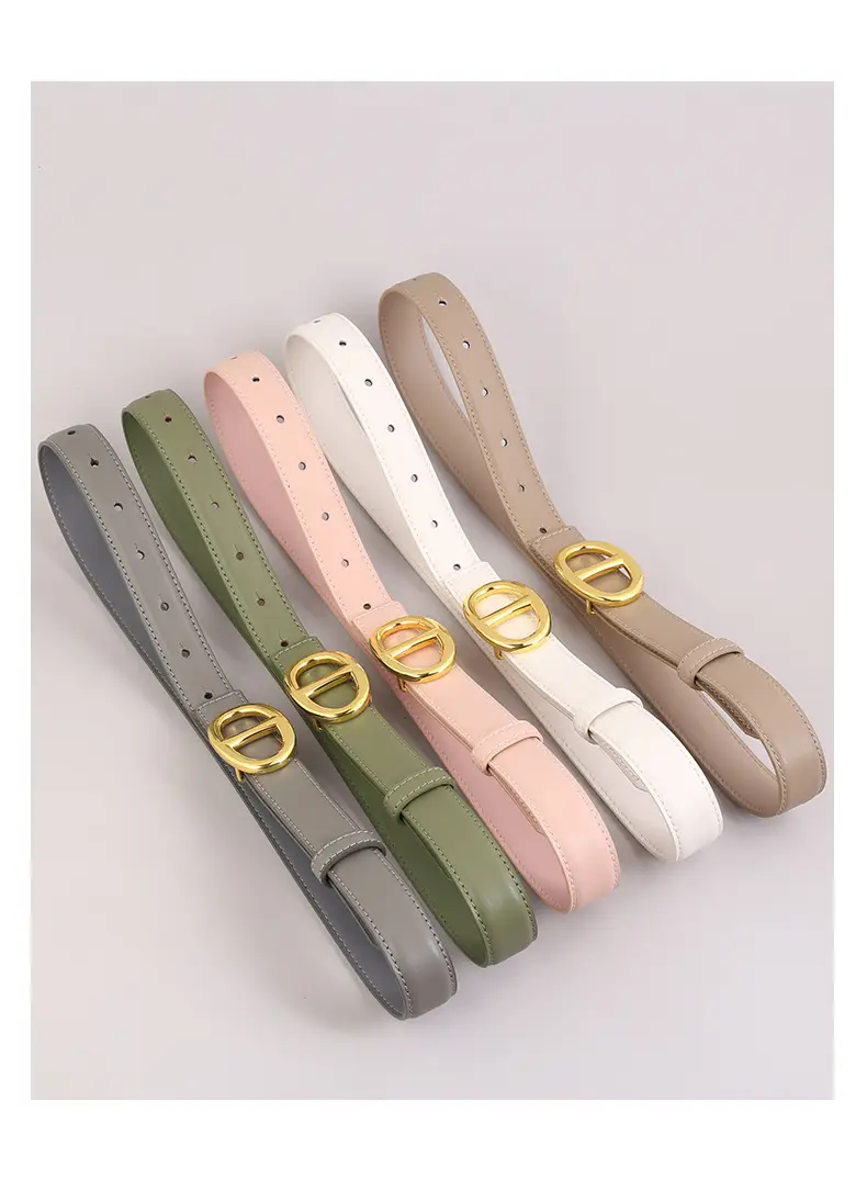 Pink Genuine Leather Belt Buckle Skirt for Women — feature 28