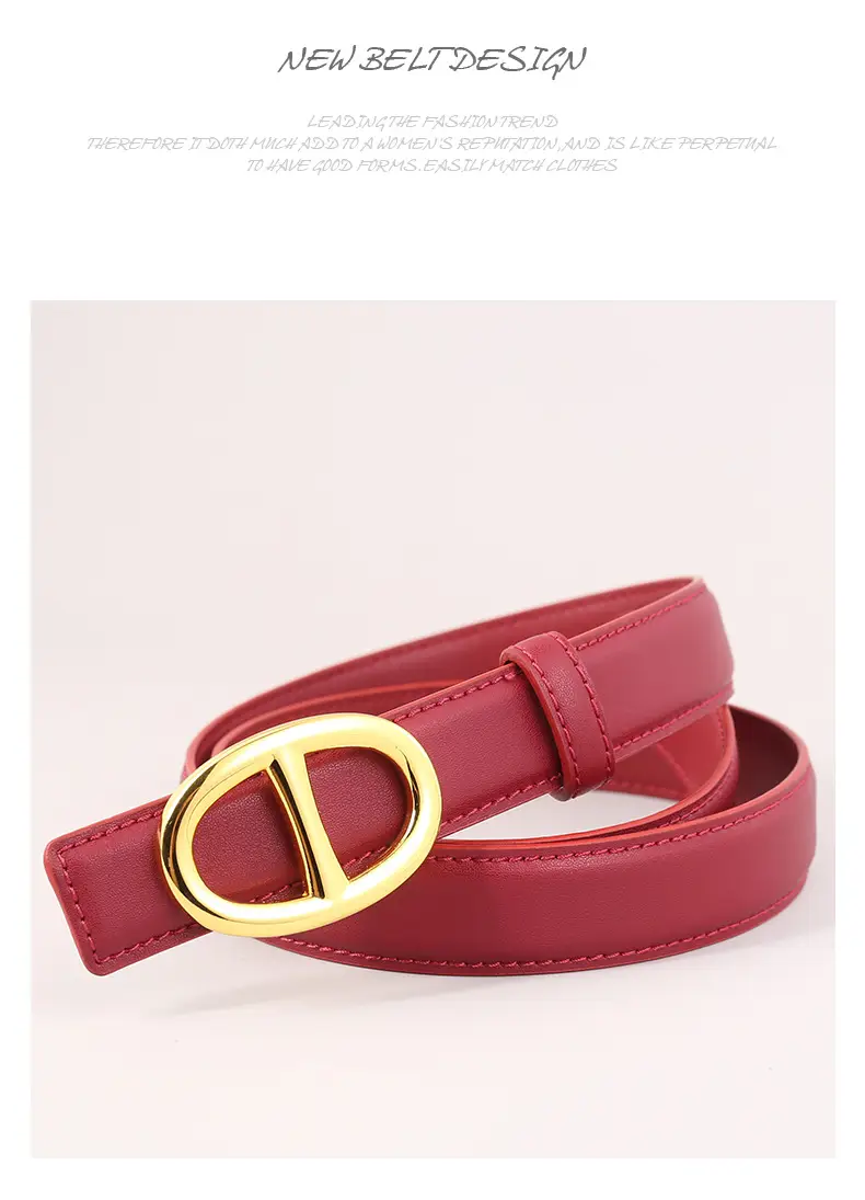 Pink Genuine Leather Belt Buckle Skirt for Women — feature 41