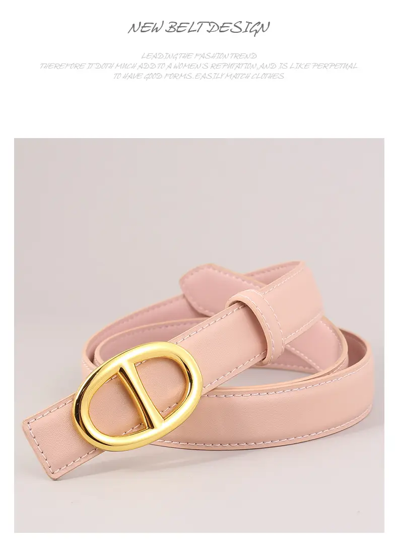 Pink Genuine Leather Belt Buckle Skirt for Women — feature 45
