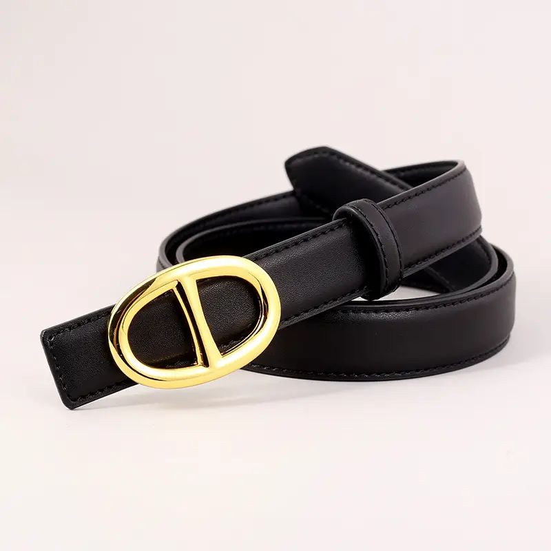 Pink Genuine Leather Belt Buckle Skirt for Women