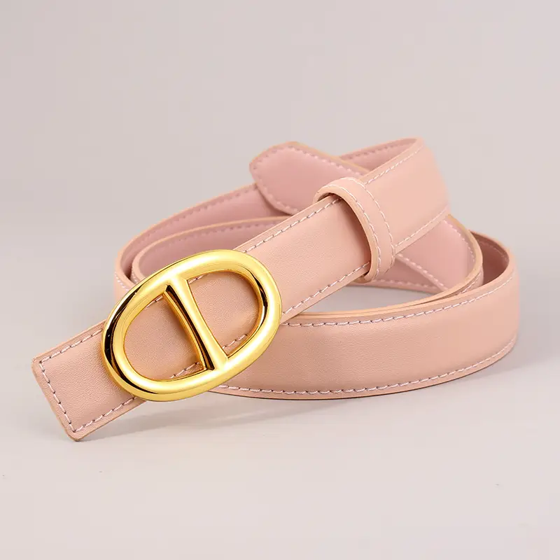 Pink Genuine Leather Belt Buckle Skirt for Women - Image 3