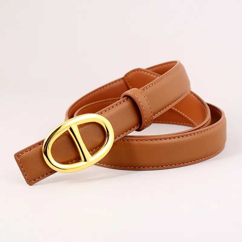 Pink Genuine Leather Belt Buckle Skirt for Women - Image 5