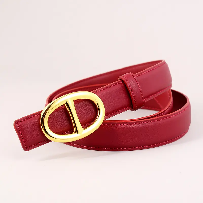 Pink Genuine Leather Belt Buckle Skirt for Women - Image 8