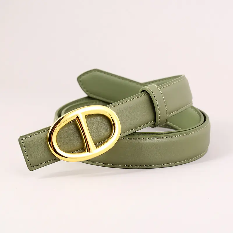 Pink Genuine Leather Belt Buckle Skirt for Women - Image 9