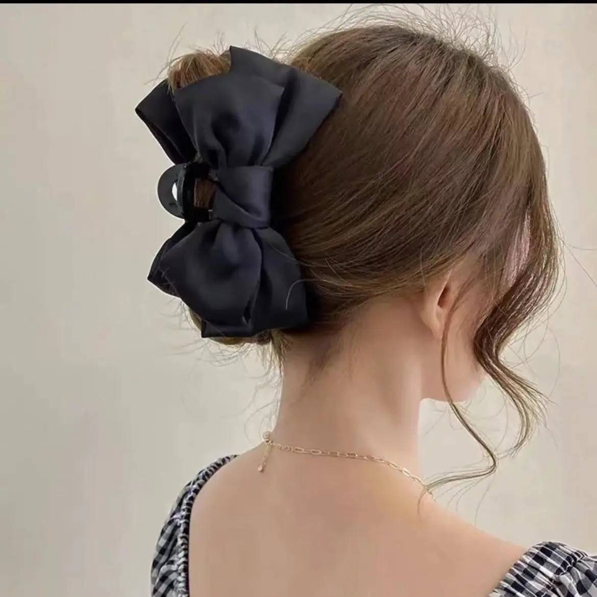 Satin Large Bow Hairpin with Shark Clip for Women