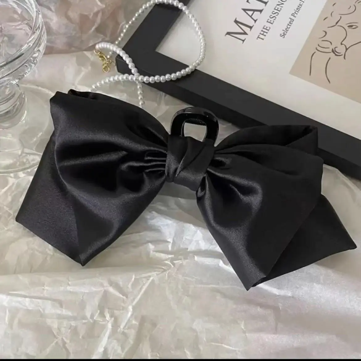 Satin Large Bow Hairpin with Shark Clip for Women — feature 5