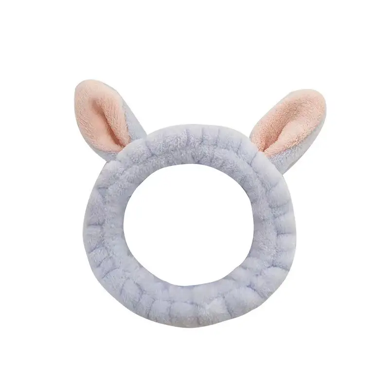 Pink 3D Rabbit Ears Face Wash Headband Flannel - Image 11