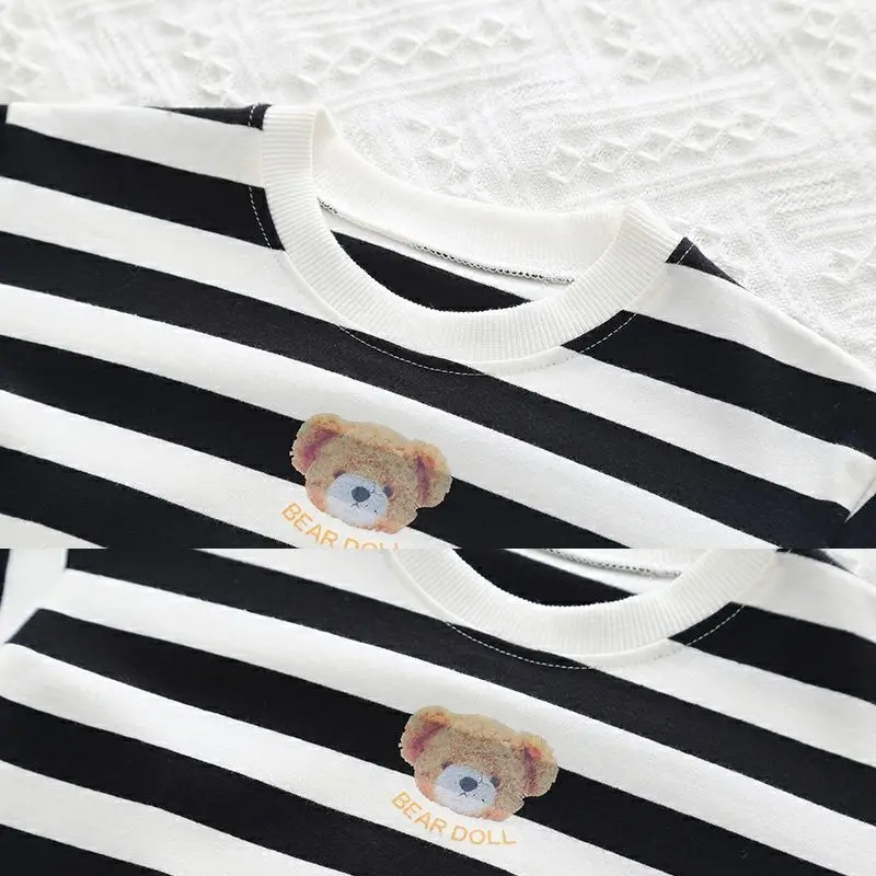 Baby Boys Striped T-Shirt Shorts Set Black White — feature 4
