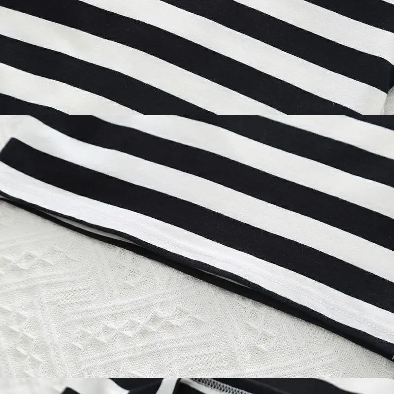 Baby Boys Striped T-Shirt Shorts Set Black White — feature 5