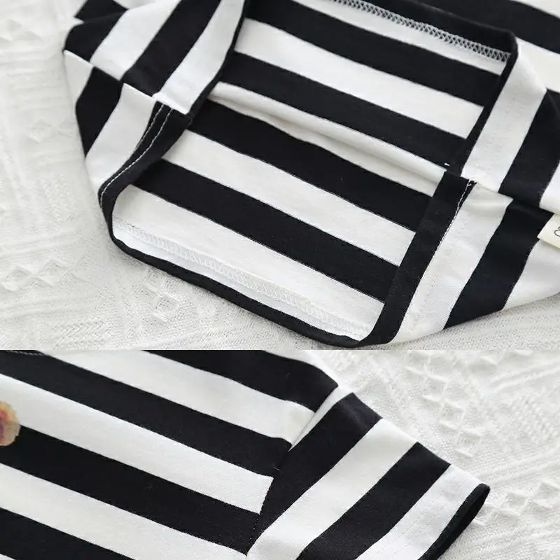 Baby Boys Striped T-Shirt Shorts Set Black White — feature 6
