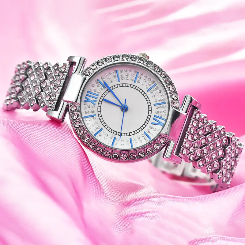 Ladies Crystal Bracelet Watch with Red Dial - Image 6