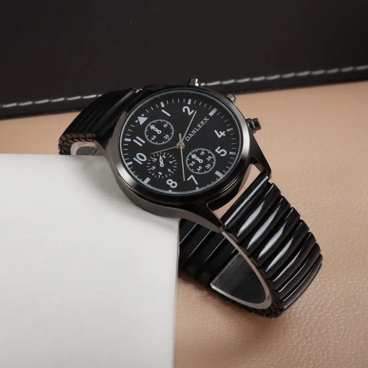 Black Cross-Border Couple Watches with Elastic Band