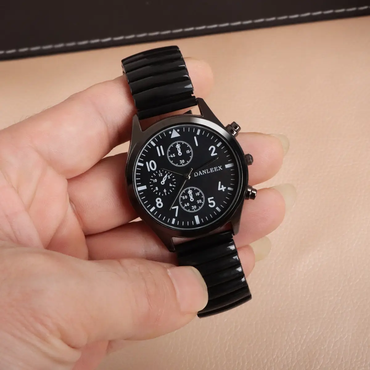 Black Cross-Border Couple Watches with Elastic Band