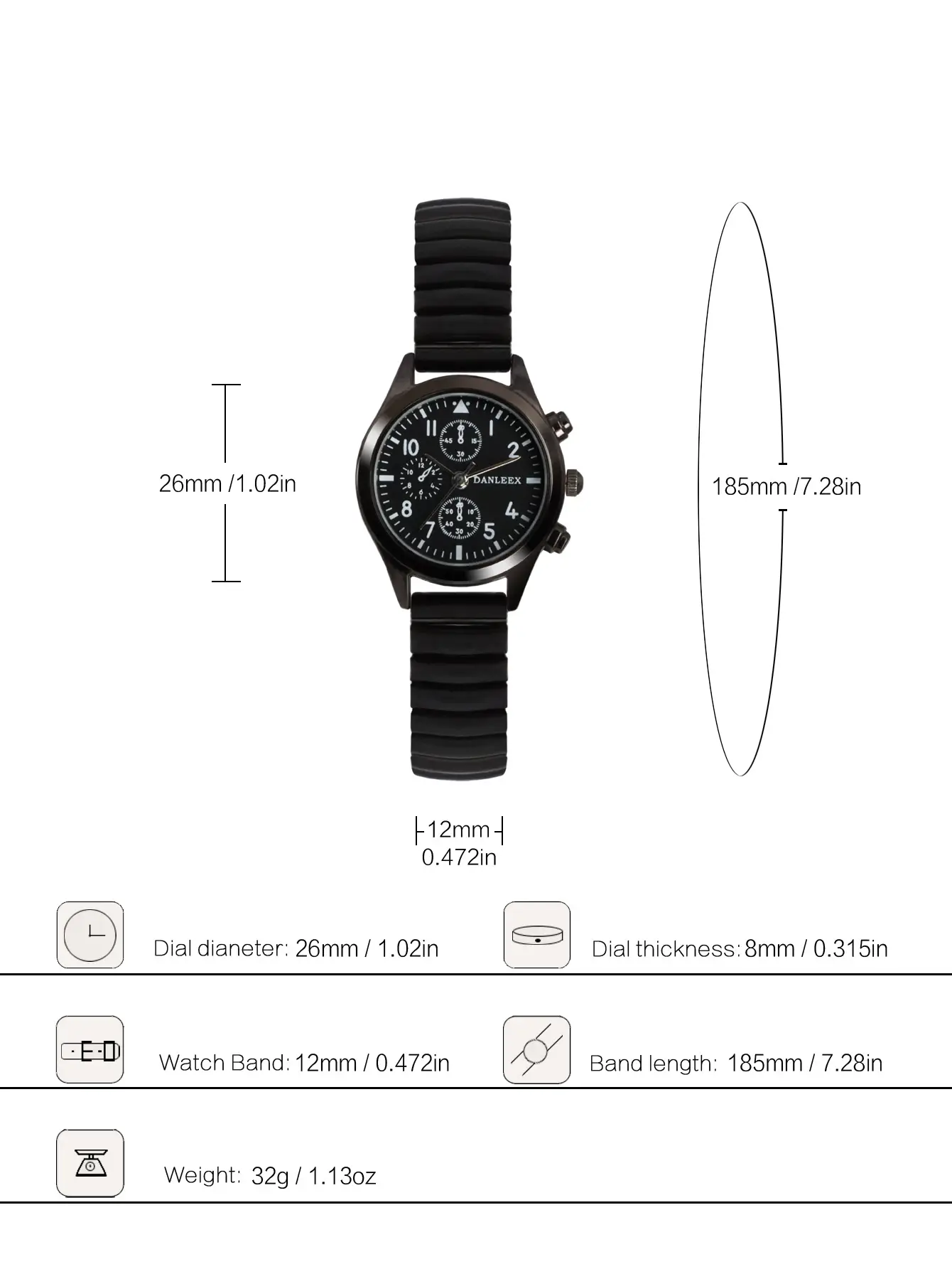 Black Cross-Border Couple Watches with Elastic Band — feature 1