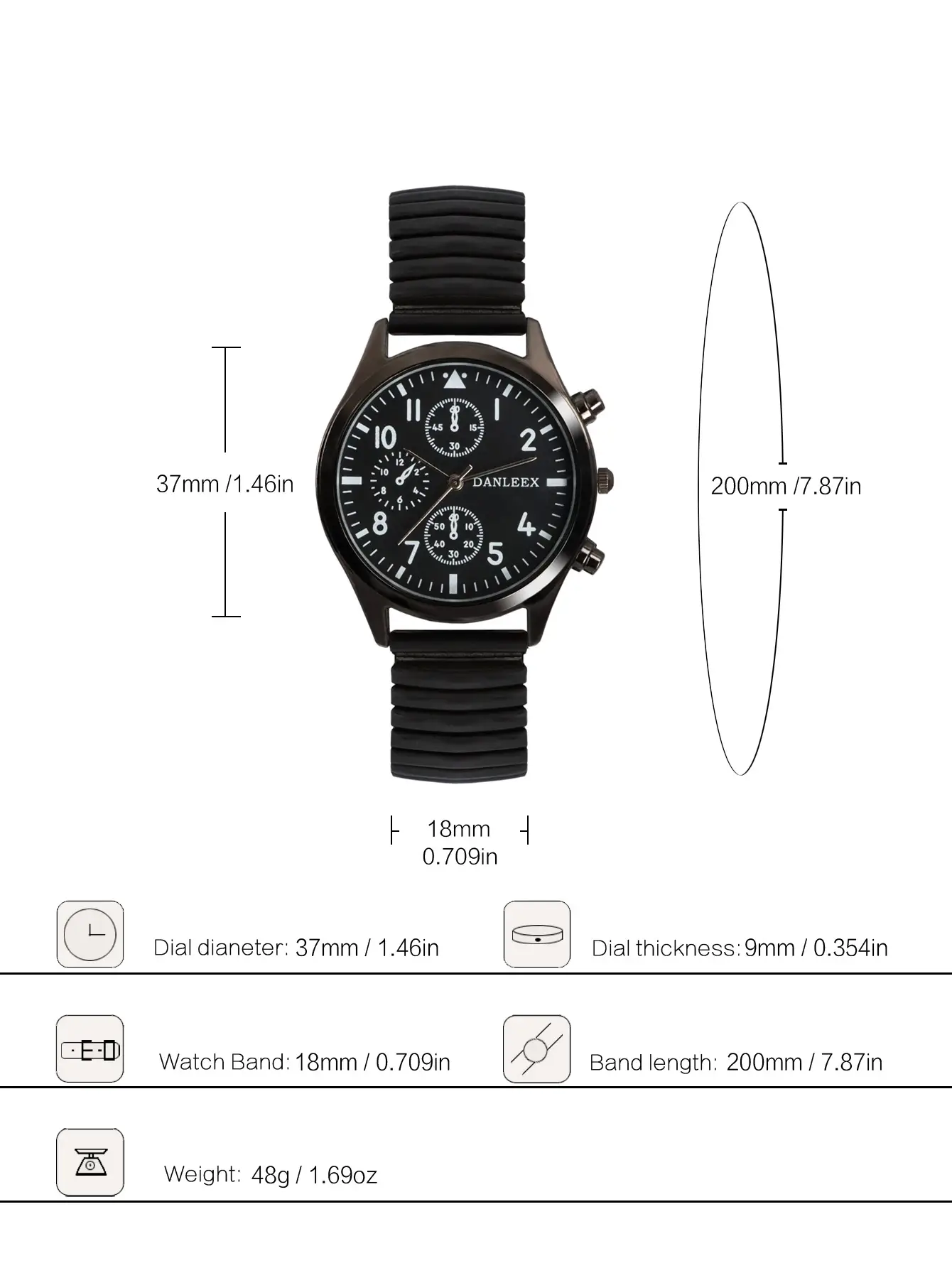 Black Cross-Border Couple Watches with Elastic Band — feature 2