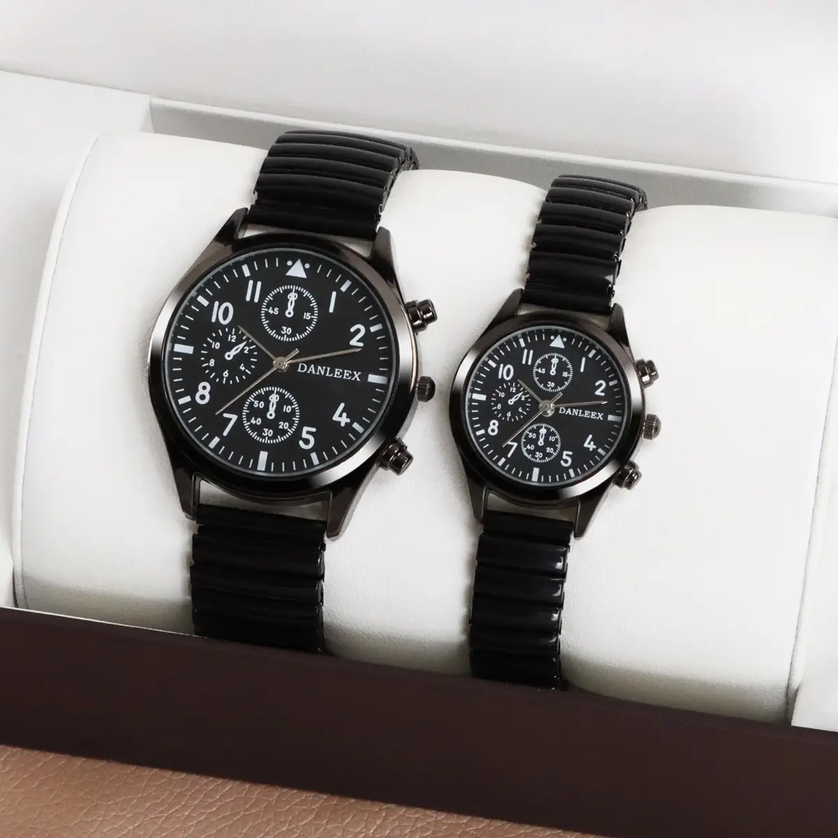 Black Cross-Border Couple Watches with Elastic Band
