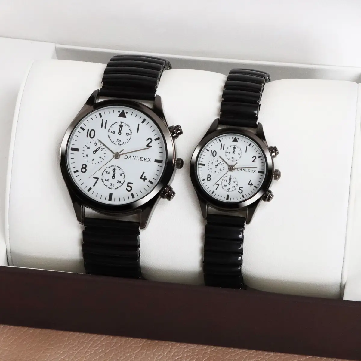 Black Cross-Border Couple Watches with Elastic Band