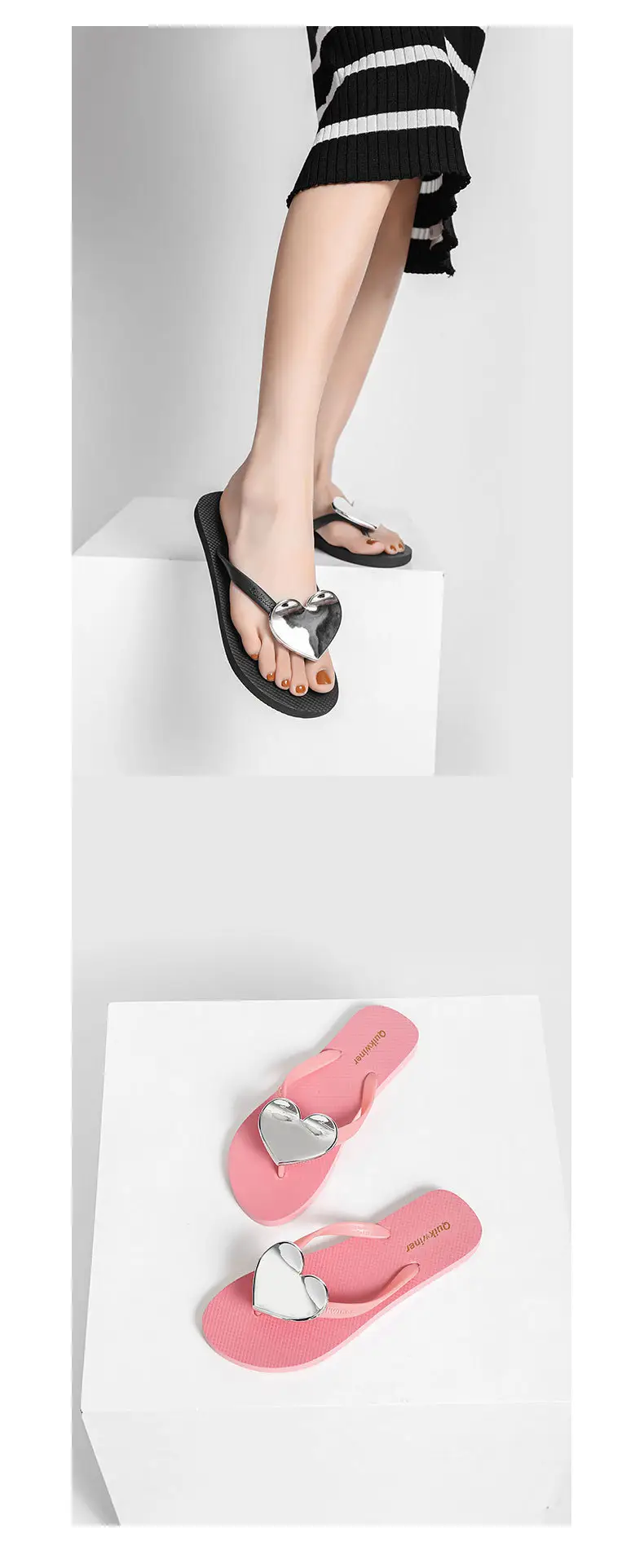 Heart-Shaped Women's Fashion Flip-Flop Flat EVA Clip Anti-Slip Outdoor Beach Shoes Home Wear Summer Sandals — feature 9