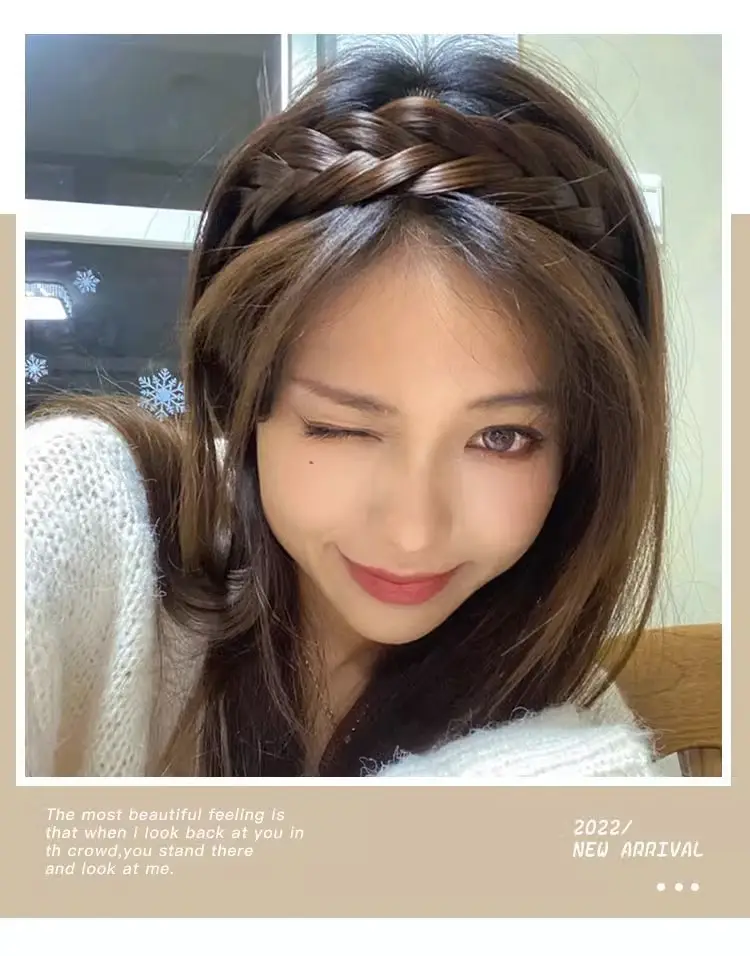 Women's Fishbone Braid Hair Hoop Wig 4cm Wide — feature 13