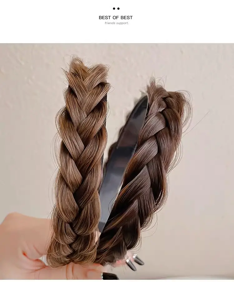 Women's Fishbone Braid Hair Hoop Wig 4cm Wide — feature 17