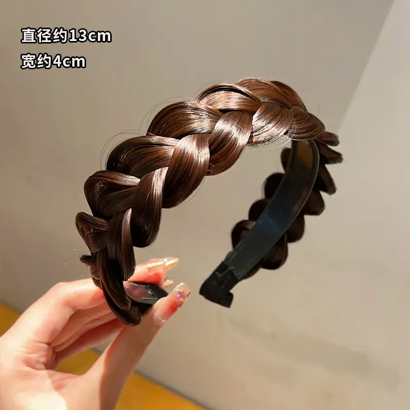 Women's Fishbone Braid Hair Hoop Wig 4cm Wide