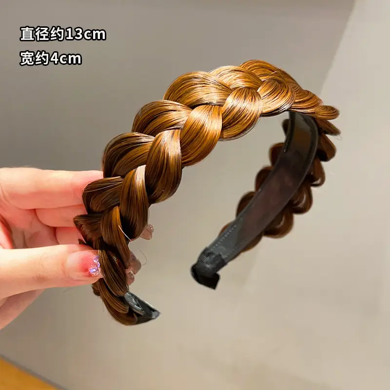 Women's Fishbone Braid Hair Hoop Wig 4cm Wide