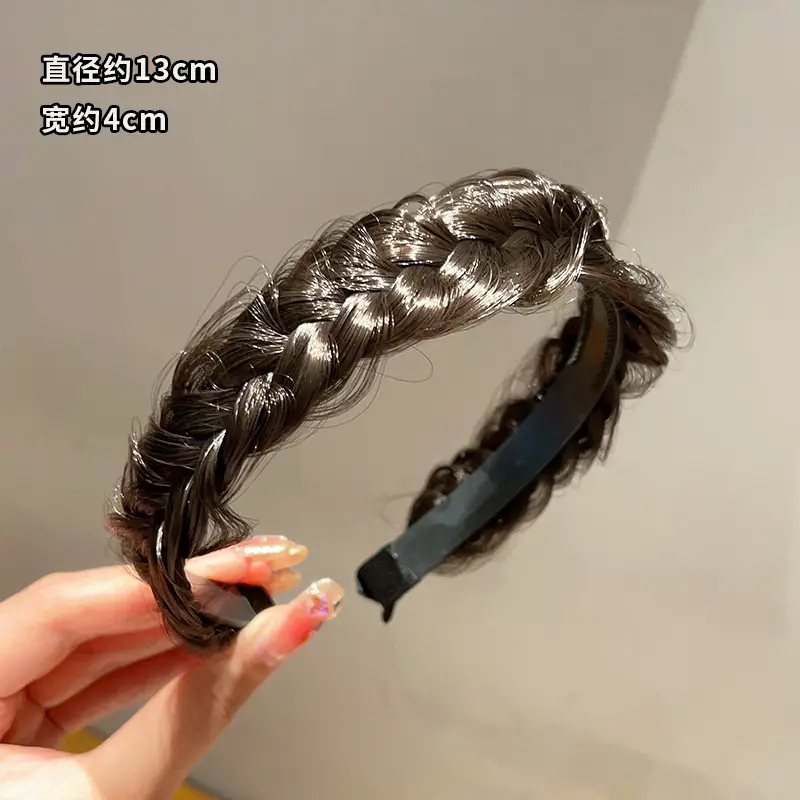 Women's Fishbone Braid Hair Hoop Wig 4cm Wide