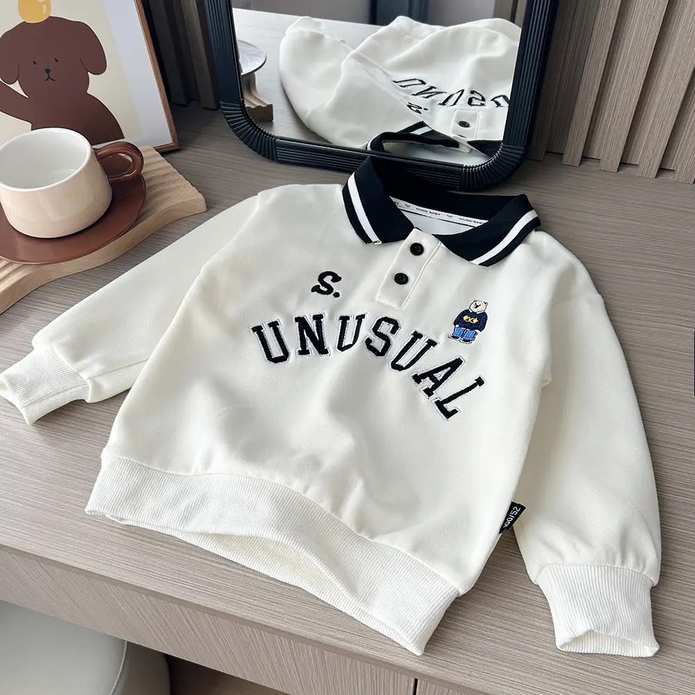 Boys' Grey Unusual Lapel Sweater 2023 - Image 7
