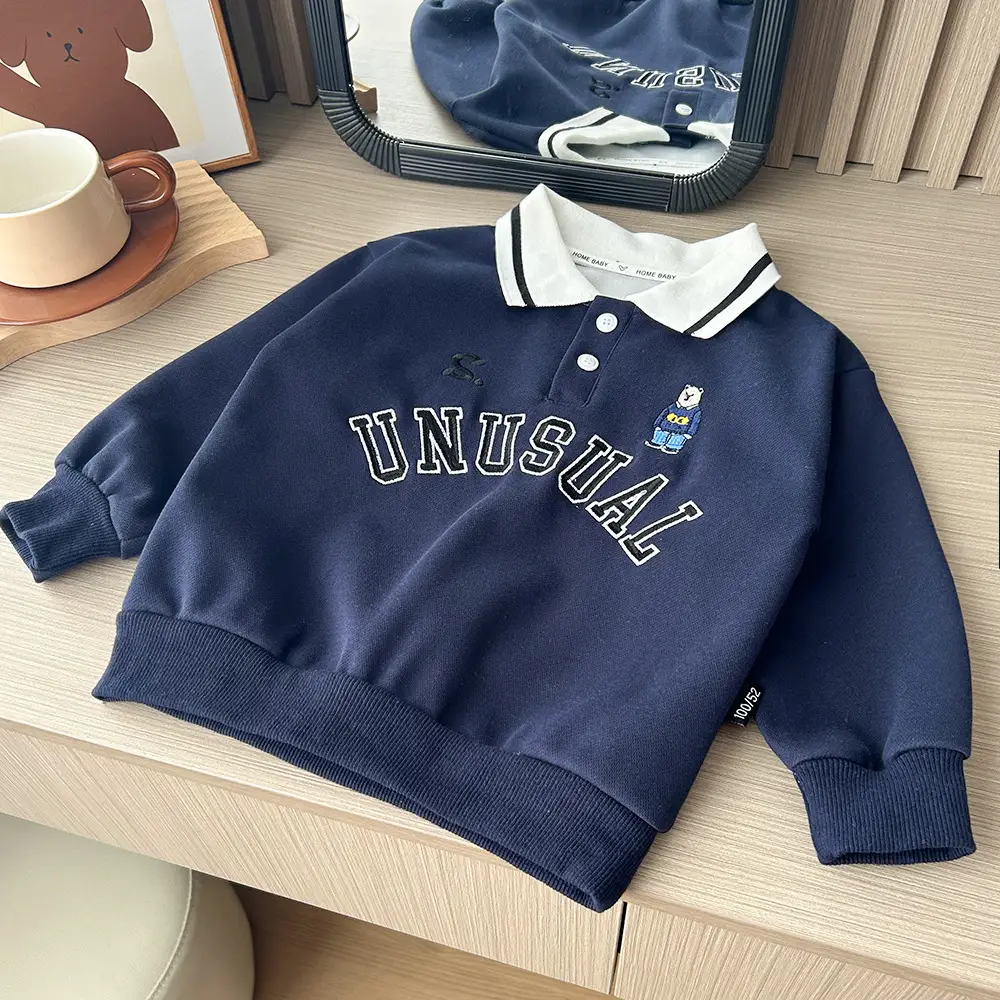 Boys' Grey Unusual Lapel Sweater 2023 - Image 3
