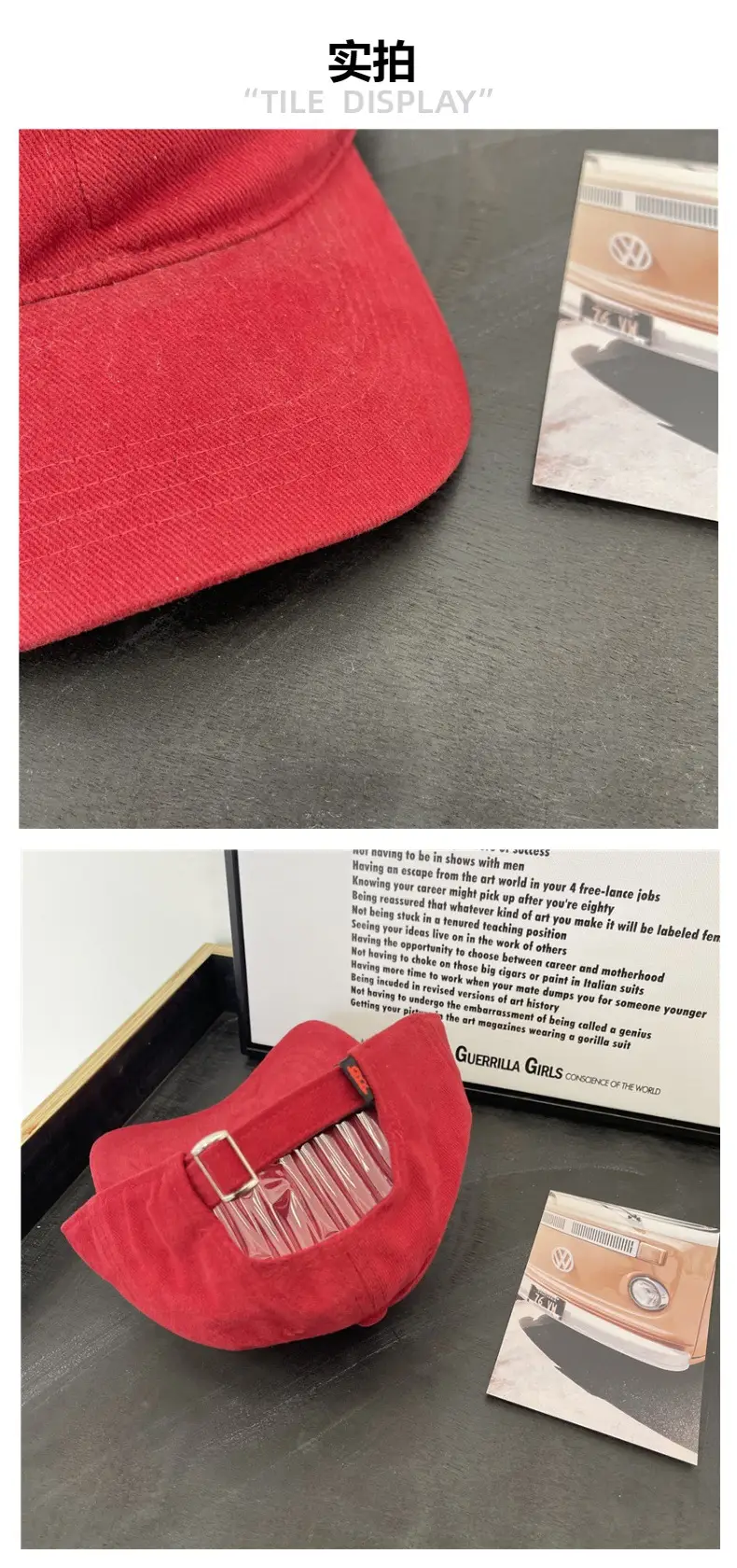 Red Japanese Style Baseball Cap for Women Men — feature 6