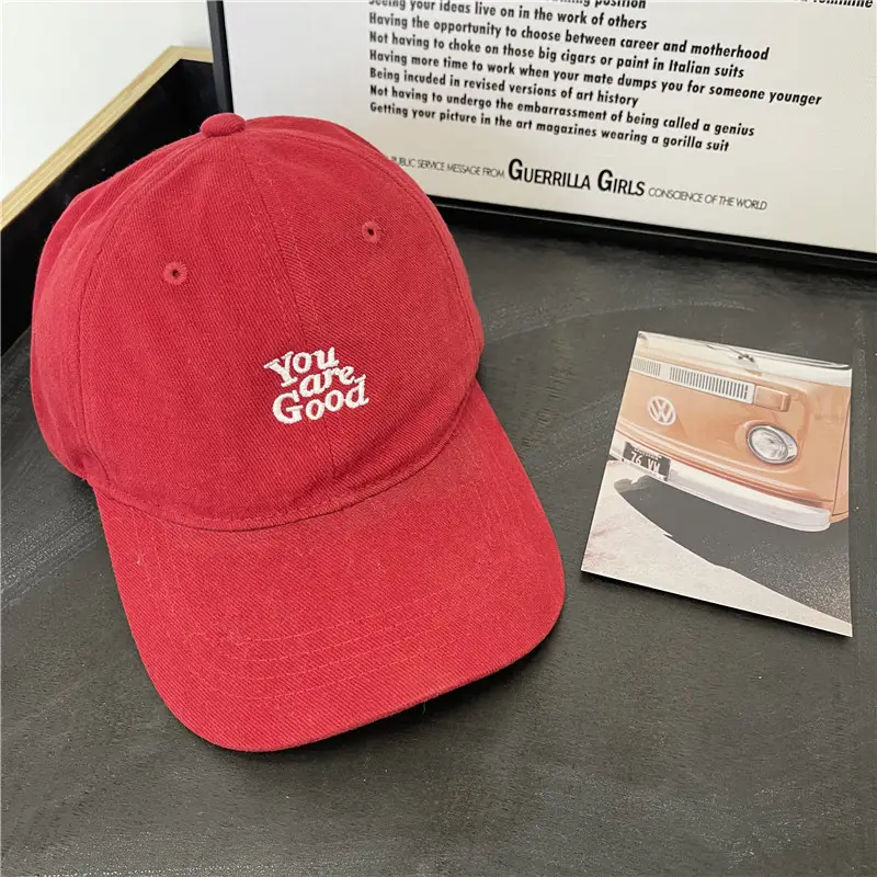 Red Japanese Style Baseball Cap for Women Men