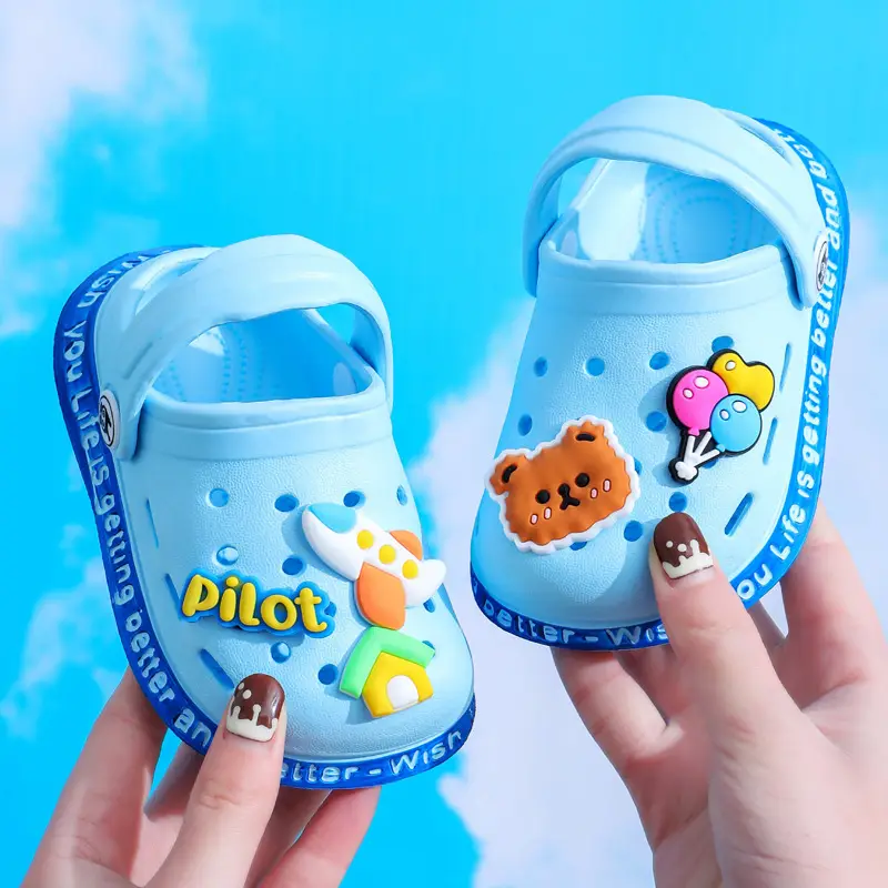Cartoon Eva Kidsren's Clogs Summer Indoor Non-Slip Cute Infant Boys and Girls Baby Toe-Cap Slippers - Image 2