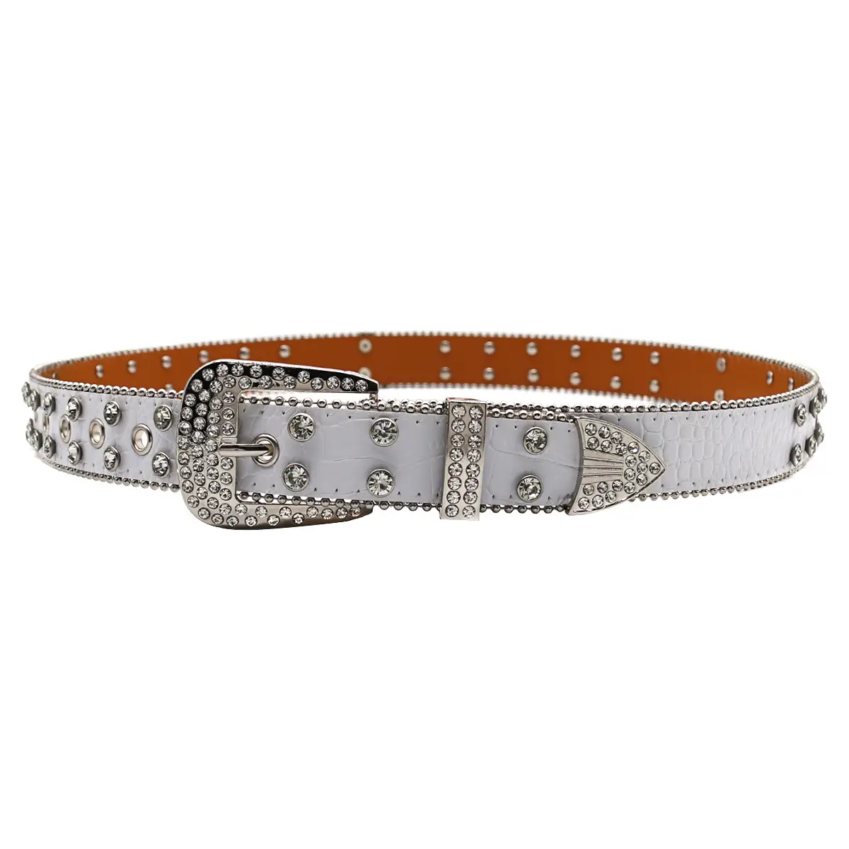 White Rhinestone Belt Belt with Crystal Buckle - Image 13