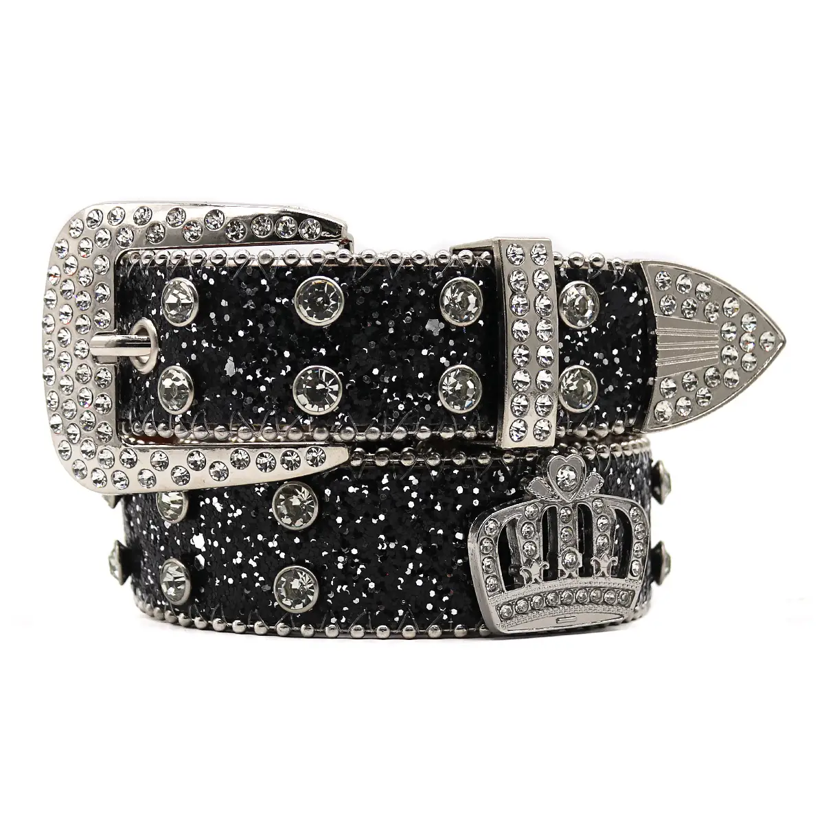 White Rhinestone Belt Belt with Crystal Buckle - Image 2