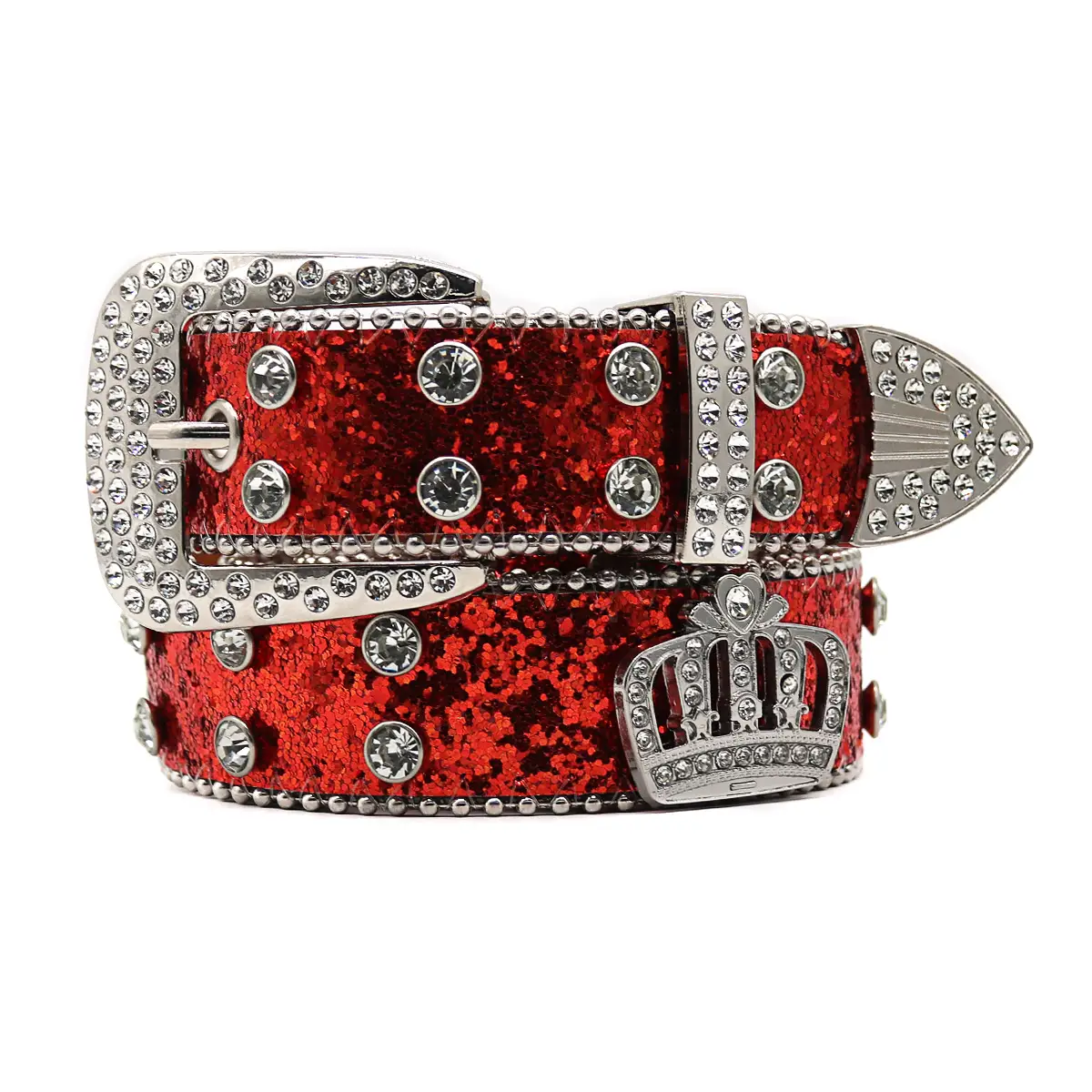White Rhinestone Belt Belt with Crystal Buckle - Image 3