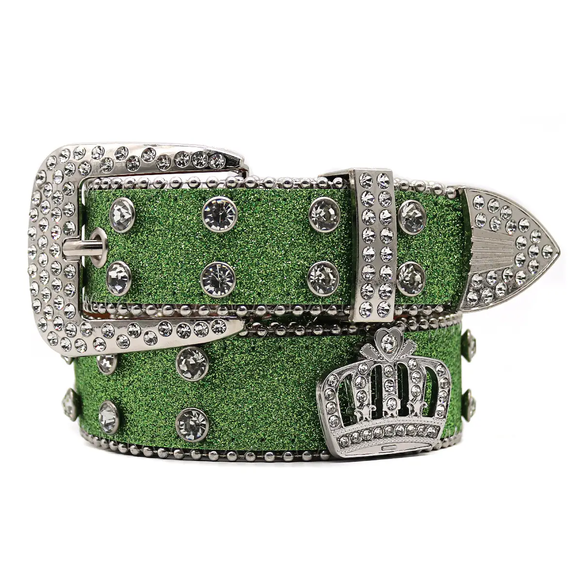 White Rhinestone Belt Belt with Crystal Buckle - Image 4
