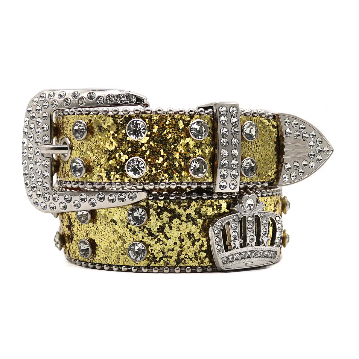 White Rhinestone Belt Belt with Crystal Buckle - Image 5