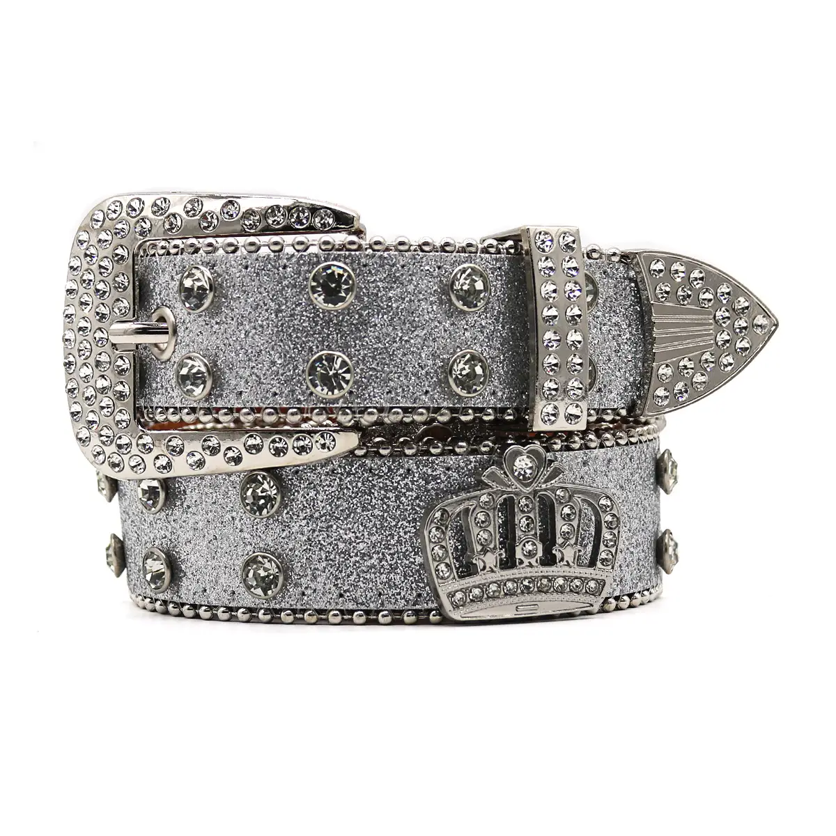 White Rhinestone Belt Belt with Crystal Buckle - Image 7