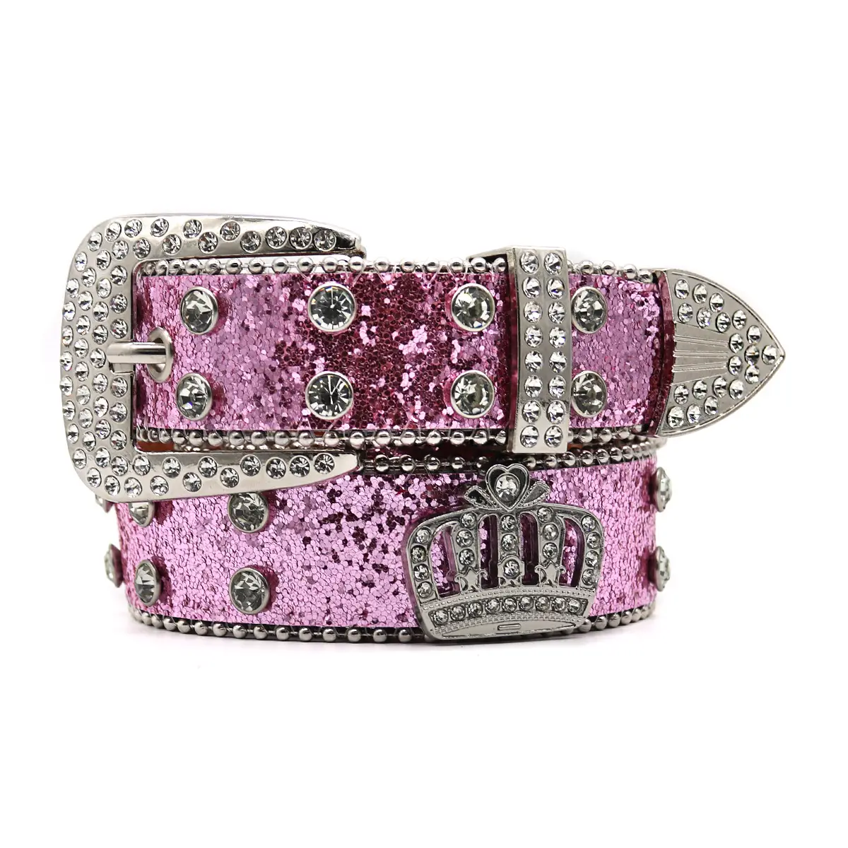 White Rhinestone Belt Belt with Crystal Buckle - Image 8