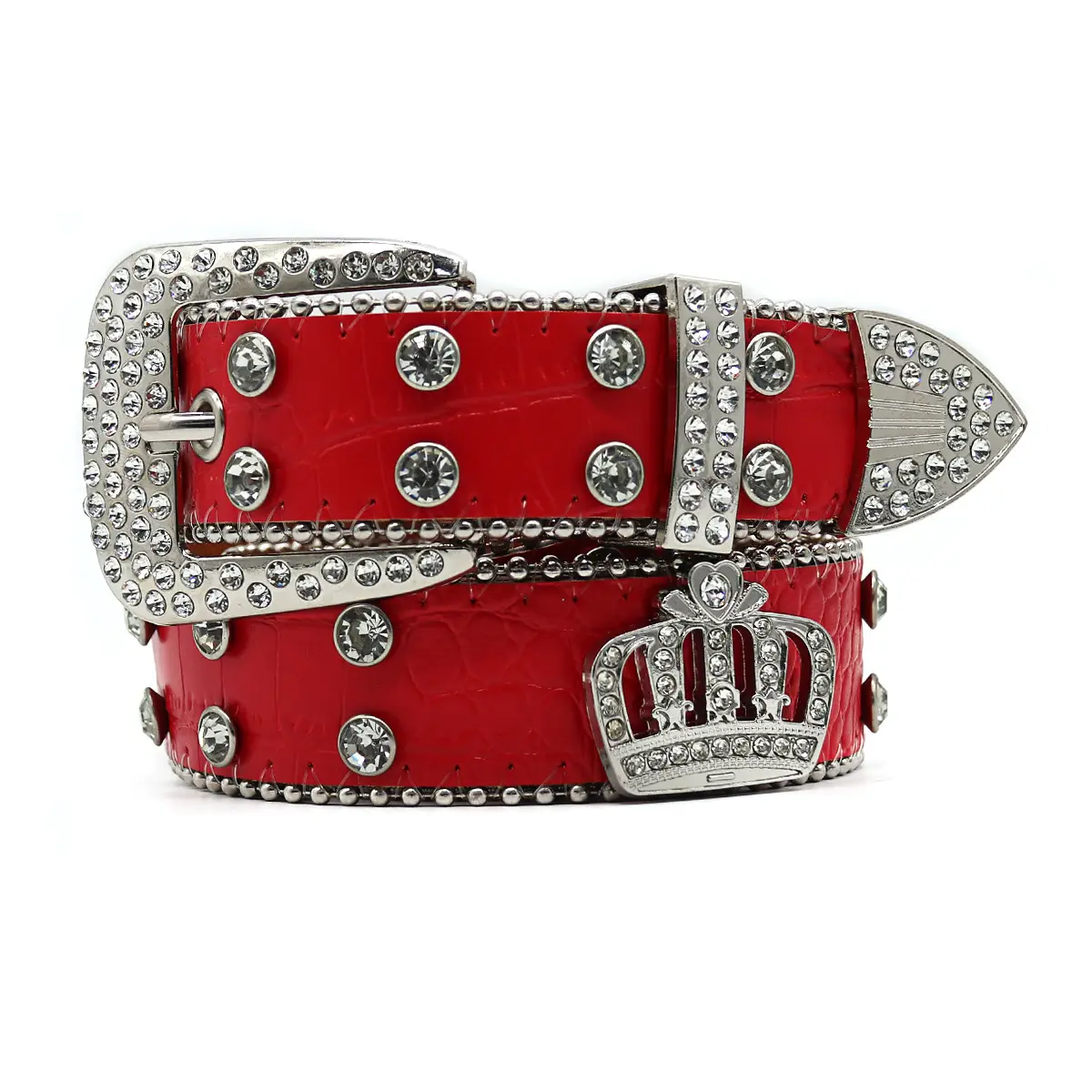 White Rhinestone Belt Belt with Crystal Buckle - Image 9