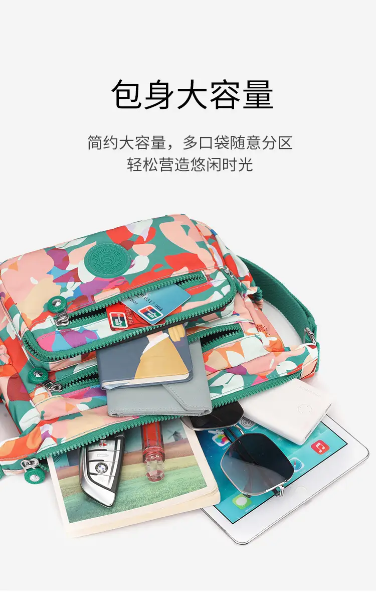 New Nylon Waterproof Women's Shoulder Bag Large Capacity Multi Layer Travel — feature 6