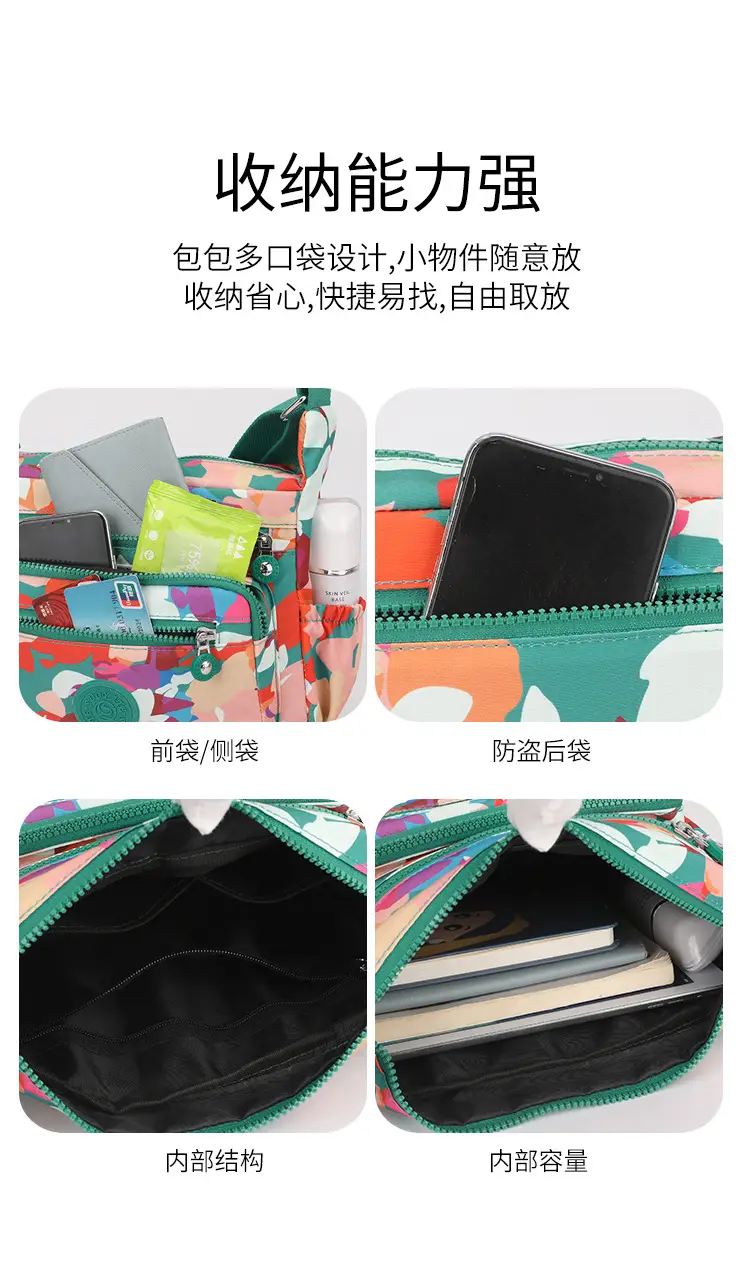 New Nylon Waterproof Women's Shoulder Bag Large Capacity Multi Layer Travel — feature 7