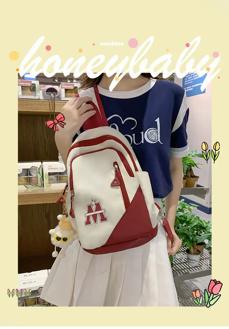 Fashionable Student Crossbody Bags Black White Red Blue — feature 2